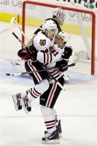 Marian Hossa, Patrick Kane, Kari Lehtonen